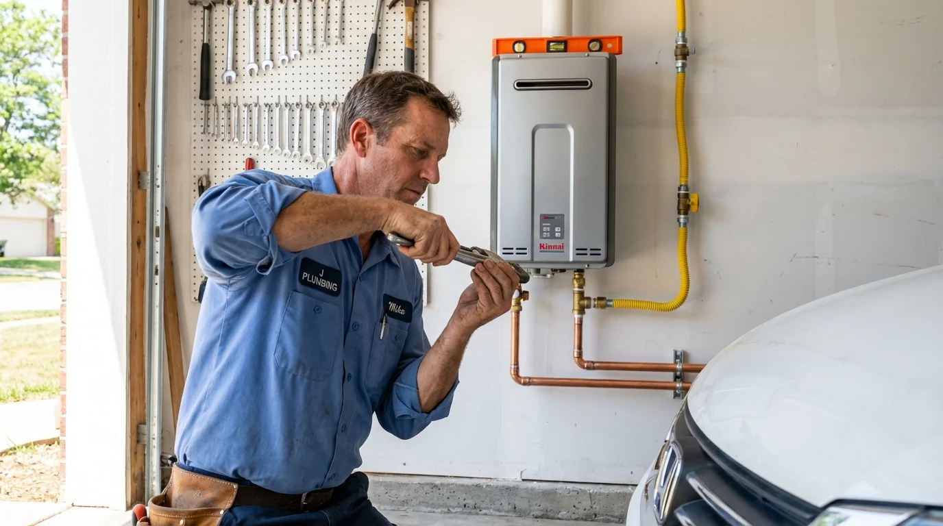 Tankless water heater installation by a Johns Plumbing LLC plumber in La Marque